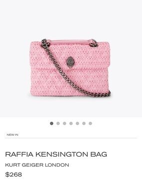Kurt Geiger Pink Raffia Kensington Crossbody Bag with Chain